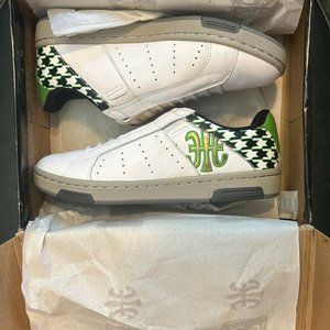 NIB Royal Elastics Men's Icon White Green Gold Lifestyle Slip On 0202335 Sz 9.5